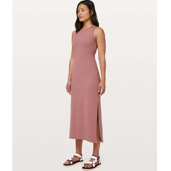 Lululemon NWOT Get Going Midi Dress Red Dust Sz 8 Buttery Soft Nulu Align Casual - Picture 1 of 10
